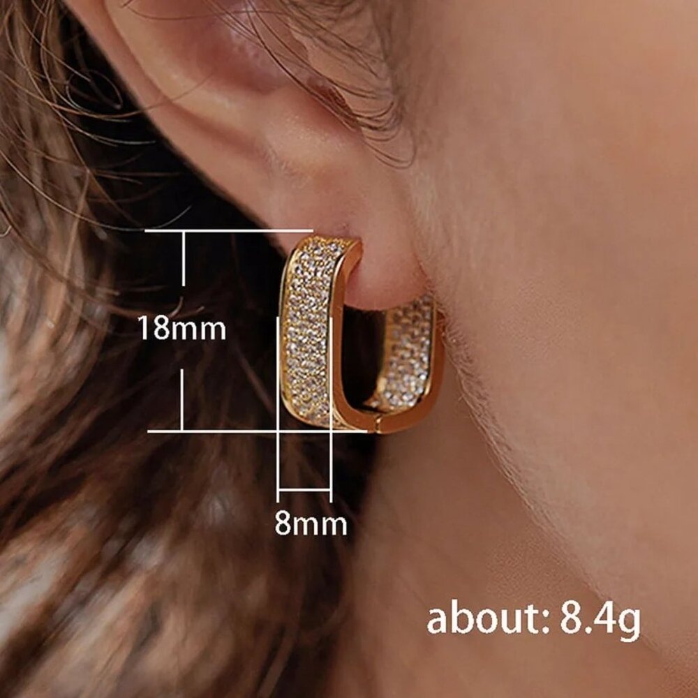 2/$24 Shiny U Shape Black Stone Gold Earrings - Picture 4 of 6